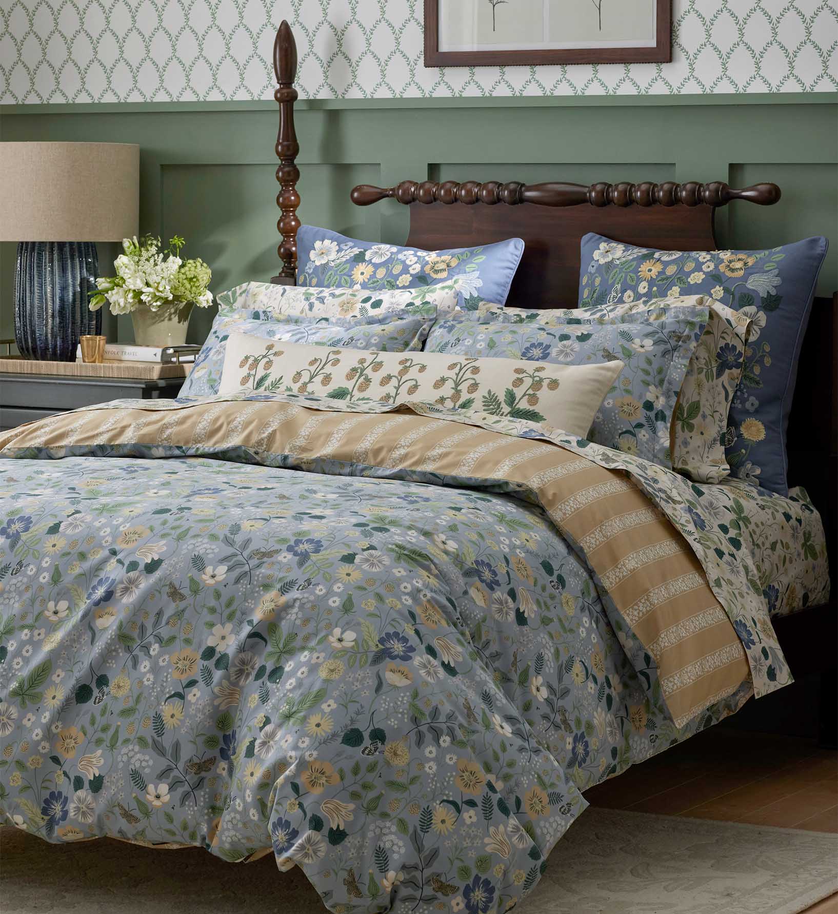 Percale Fitted Sheet - Strawberry Fields Beige