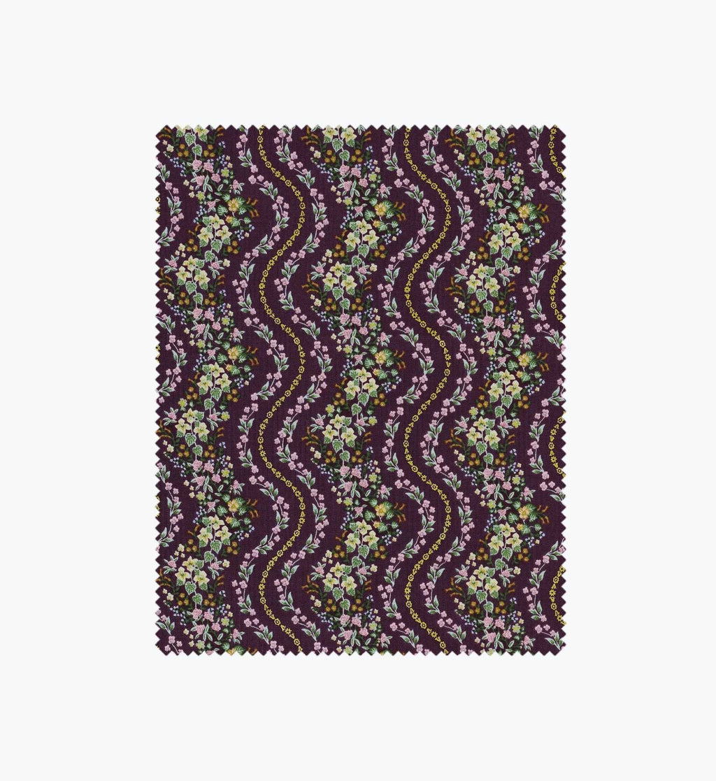 Wildwood Vines Cotton Metallic Fabric - Aubergine