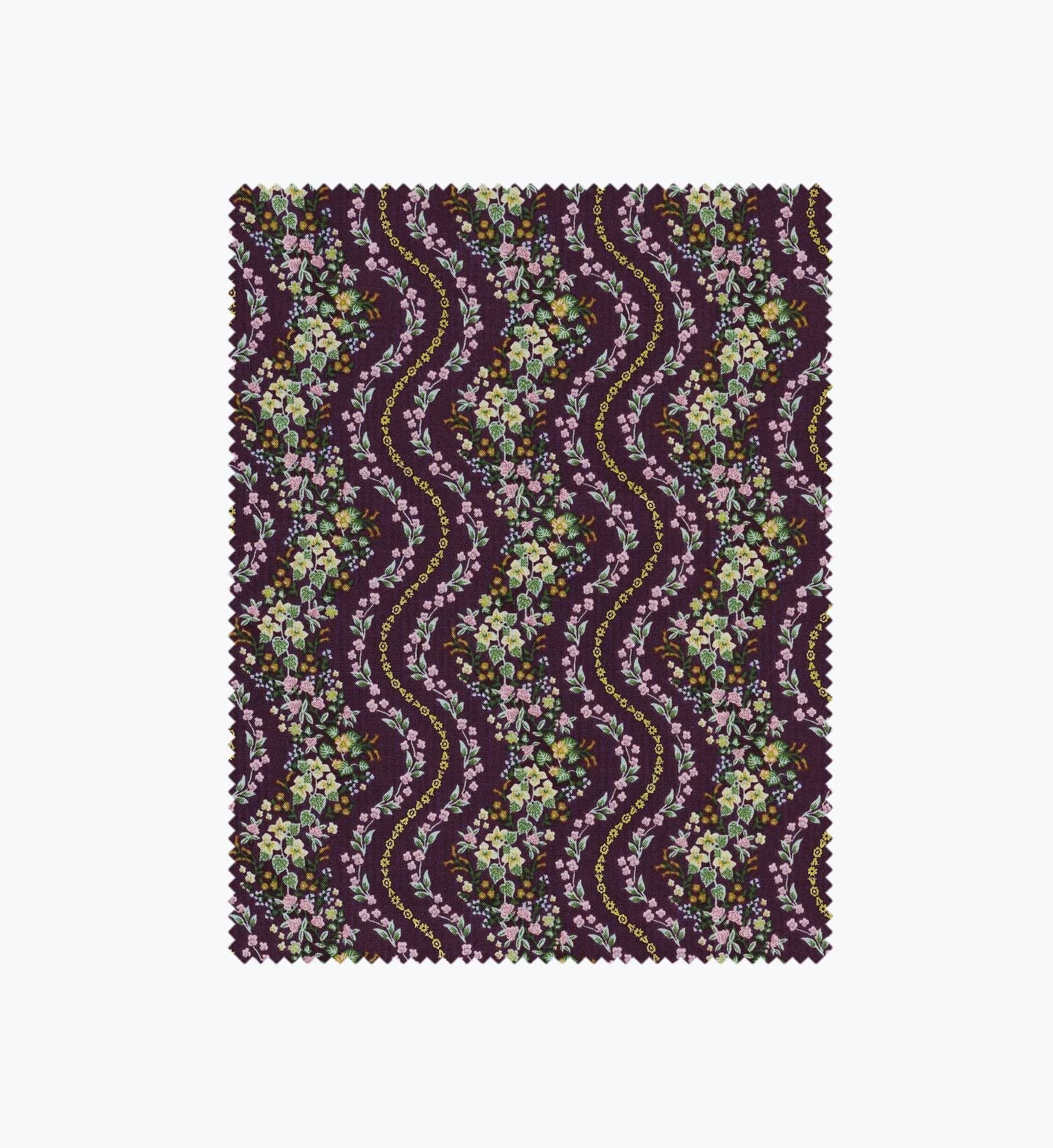 Wildwood Vines Cotton Metallic Fabric - Aubergine
