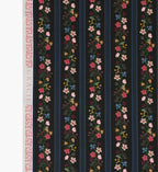 Floral Trellis Stripe Cotton Fabric - Black