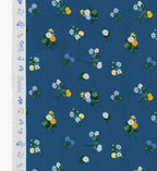 Ditsy Dahlia Rayon Fabric - Navy