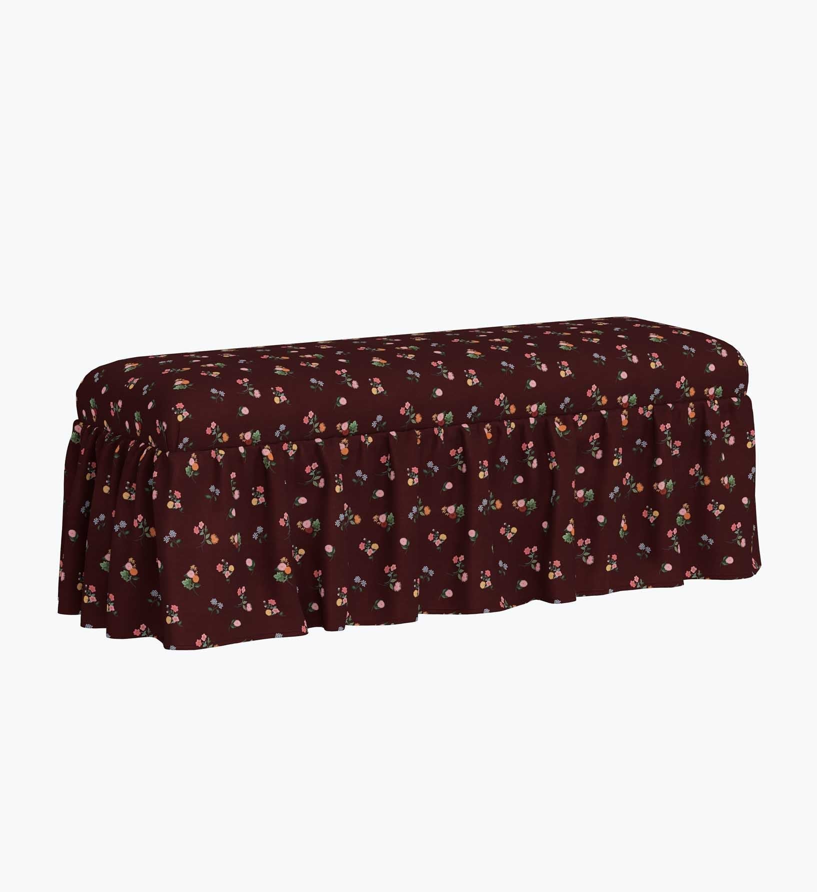 Surrey Dining Bench - Ditsy Dahlia Burgundy