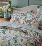 Embroidered Lumbar Pillow Cover - Peacock Ivory