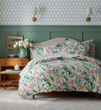 Embroidered Lumbar Pillow Cover - Peacock Ivory