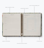 2026-2027 17-Month Academic Hardcover Spiral Planner - Garden Study