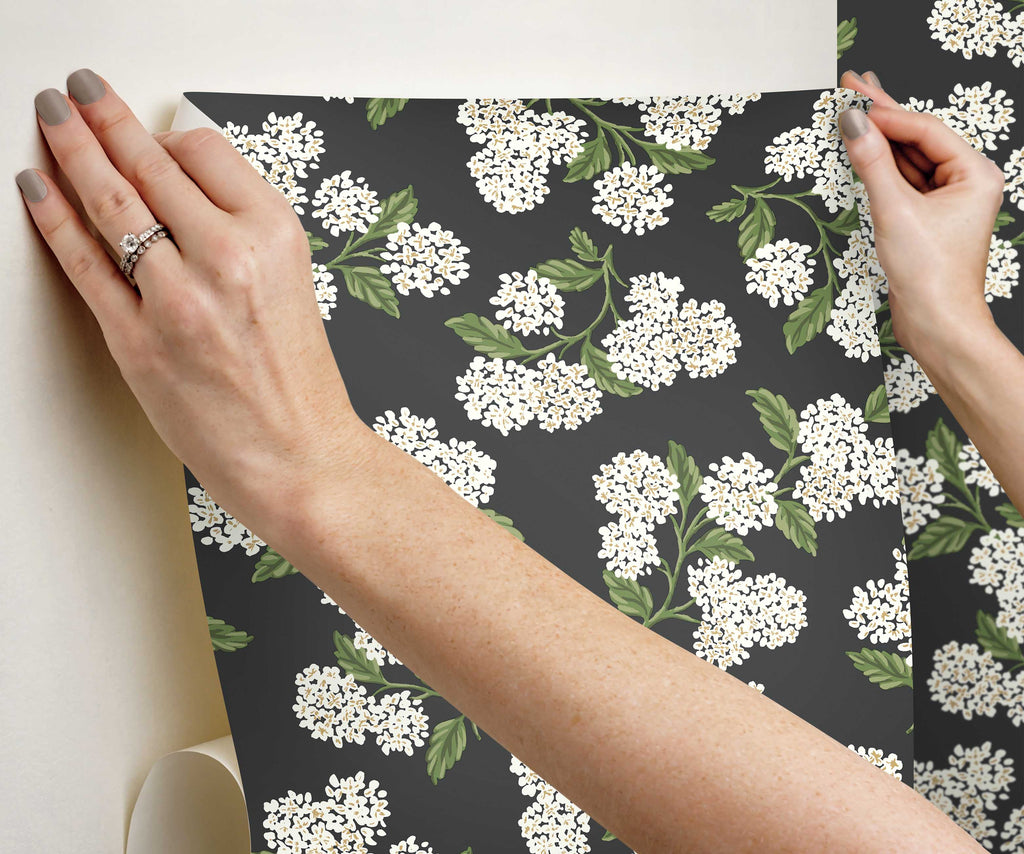 Hydrangea Peel & Stick Wallpaper - Black & White