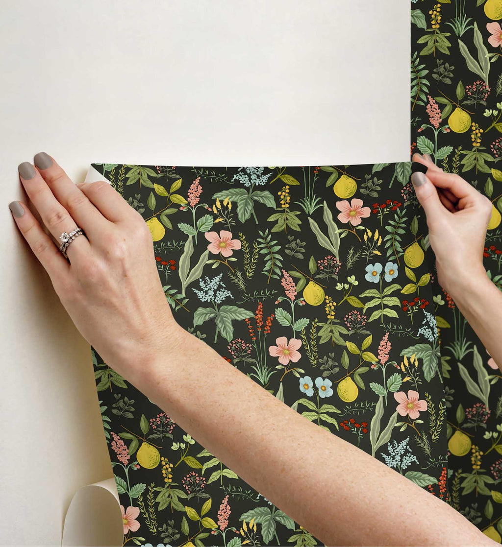 Herb Garden Peel & Stick Wallpaper - Black