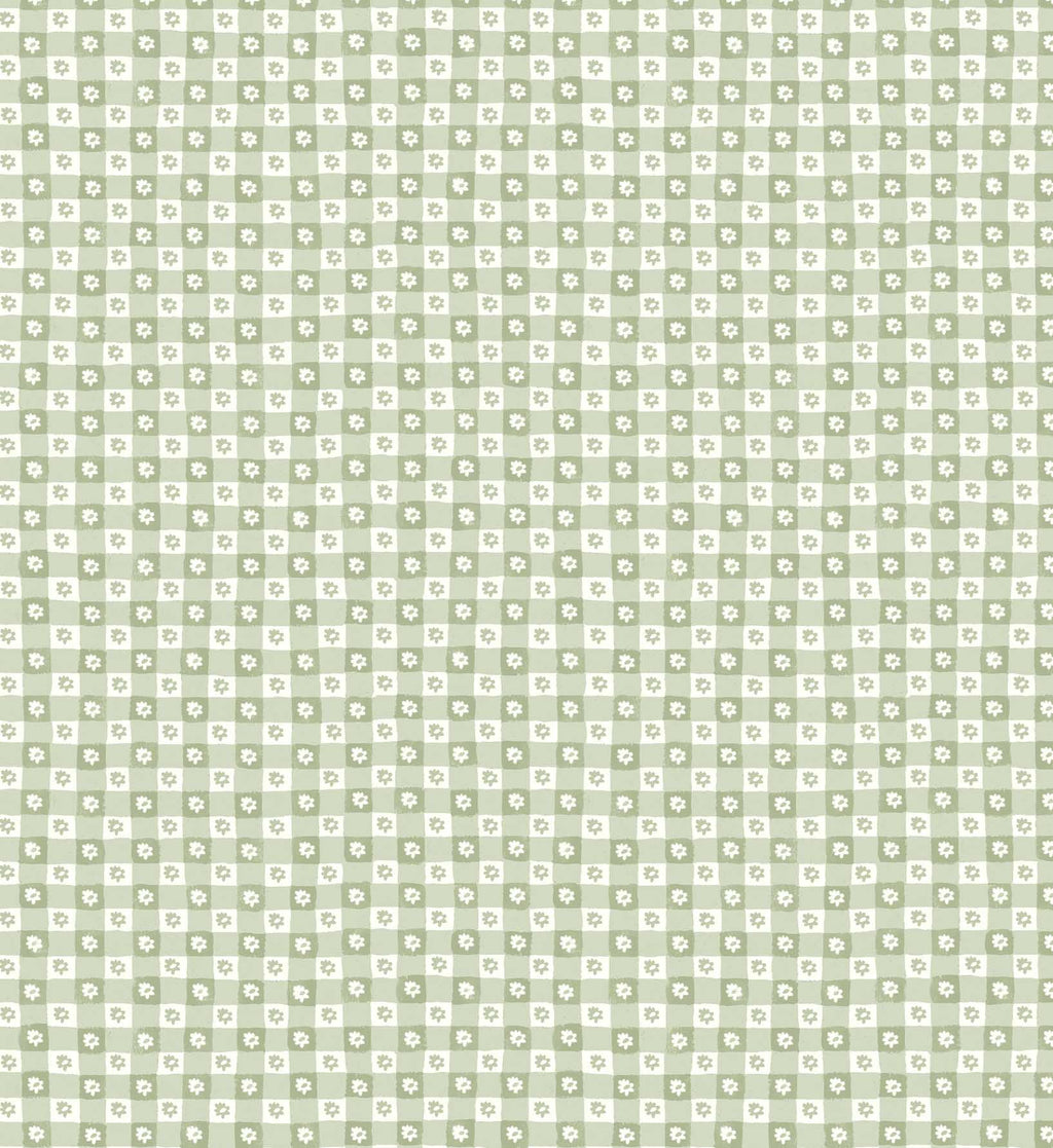 Daisy Gingham Peel & Stick Wallpaper - Green