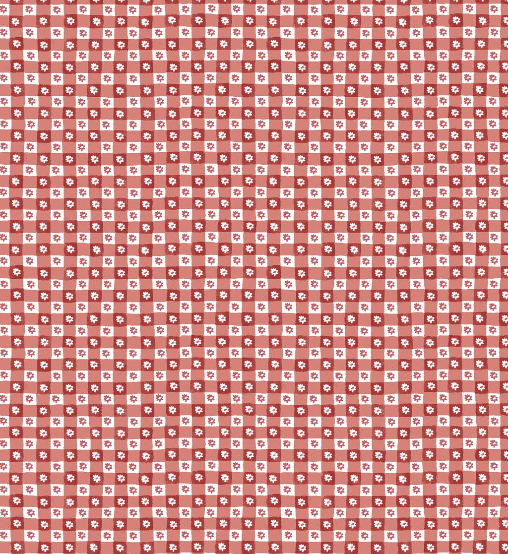 Daisy Gingham Peel & Stick Wallpaper - Red