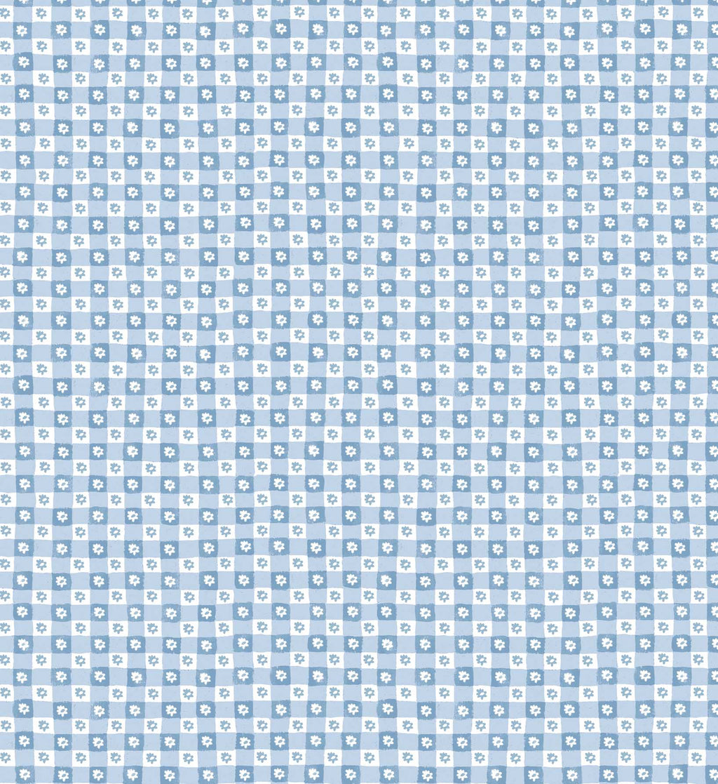 Daisy Gingham Peel & Stick Wallpaper - Blue