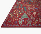 Menagerie Forest Printed Rug - Crimson