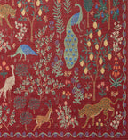 Menagerie Forest Printed Rug - Crimson