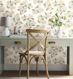 Hydrangea Wallpaper - White & Blush